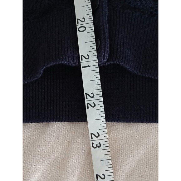 Talbots Navy Blue Knit Button-Up Cardigan Sz Small /Petite Short-Sleeve CoverUp - Picture 6 of 6